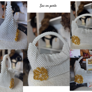 Sac à main artisanal en perles africaines, fait main.