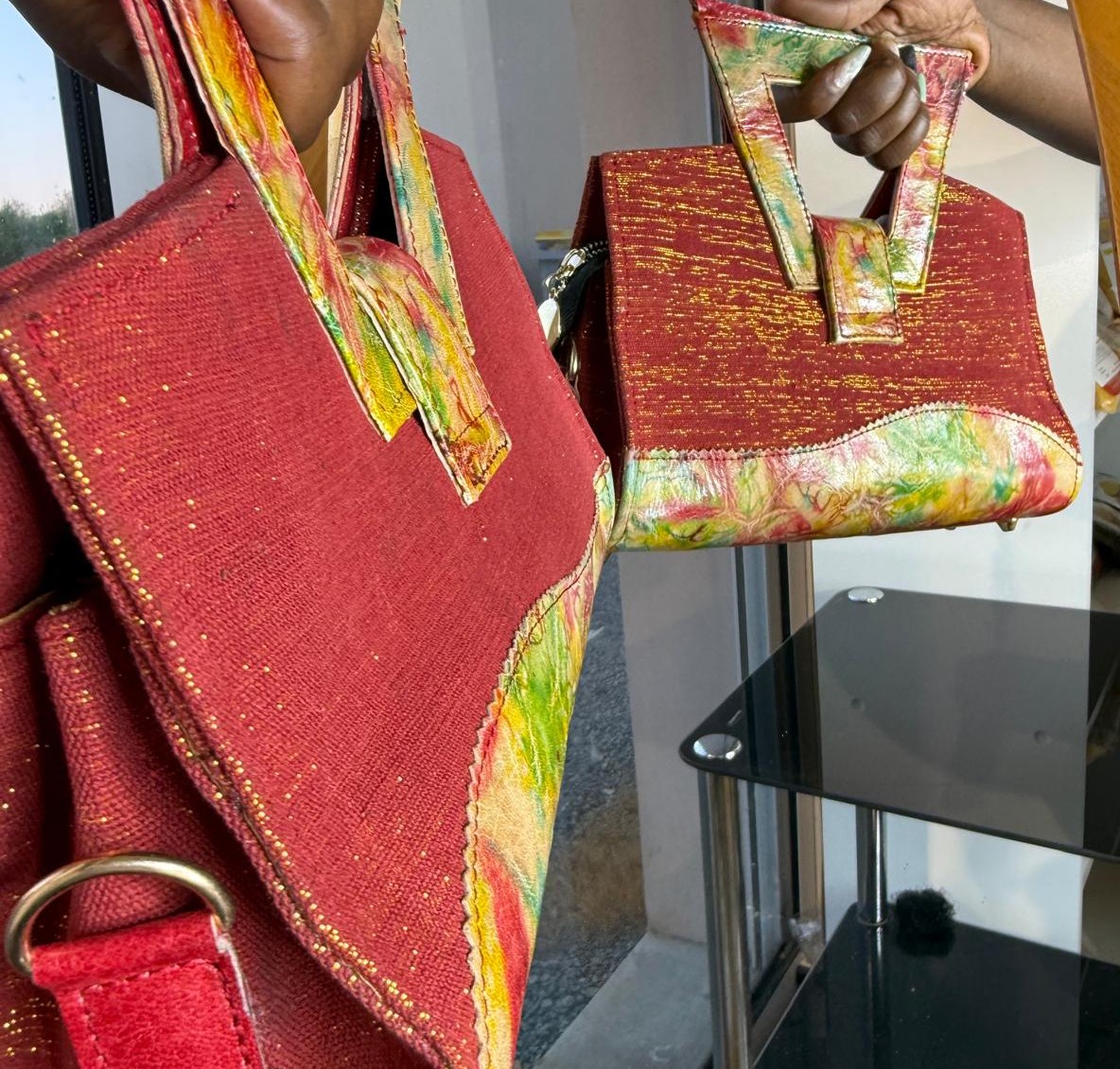 Sac en cuir-mix-faso danfani-pagne tissé – Image 3