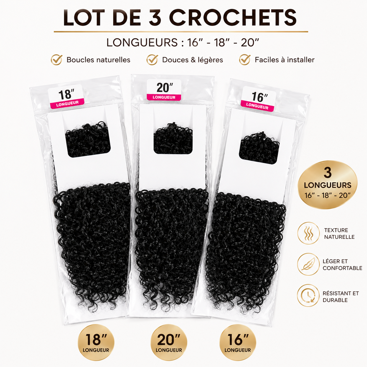 Crochet hair- Bermese Curly longueur 18 – Image 5